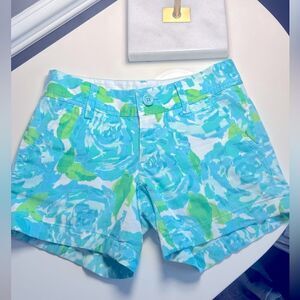 Lilly Pulitzer Poolside Blue First Impression Callahan Shorts Size 000